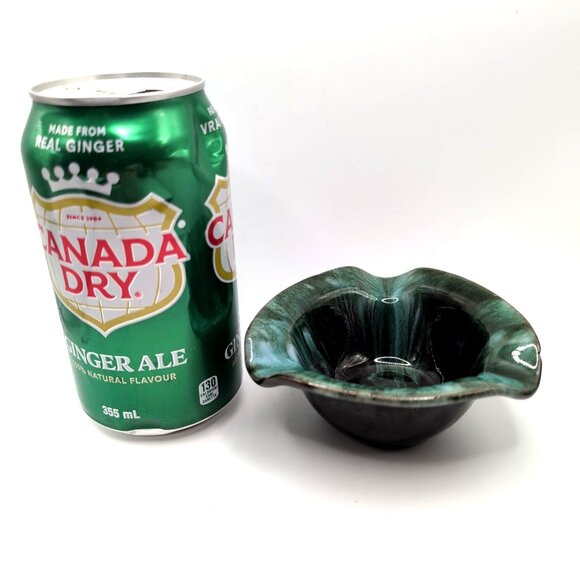 Vintage Blue Mountain Pottery Ashtray 3 Rests 4x1.5" Teal Drip Glaze MCM Retro - Picture 2 of 8